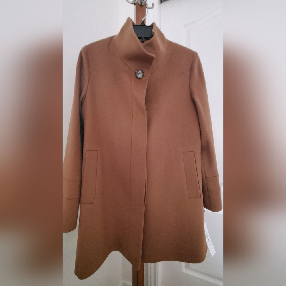 Fleurette NWT Fleurette Stand Collar Wool Coat Camel *flaw. Size 8